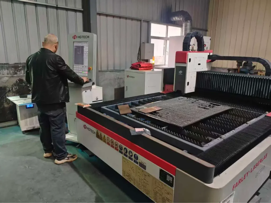 CNC laser cutting machine processing titanium sheets for titanium anode manufacturing